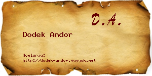 Dodek Andor névjegykártya